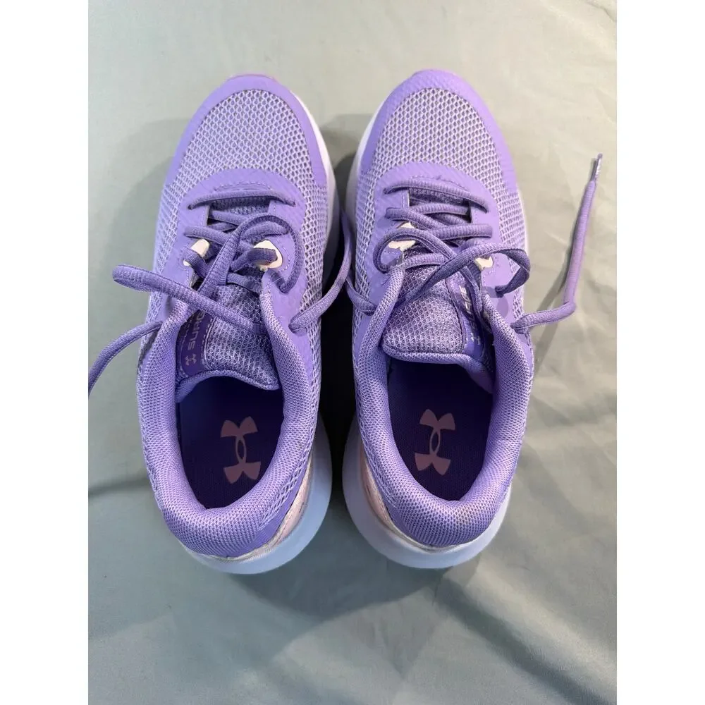 Under Armour Purple and Pink Kids Surge 3 running shoes size 5.5Y